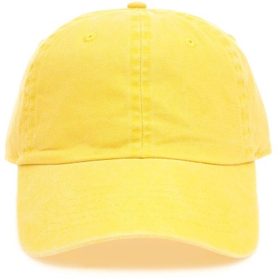 Baseball Caps Low Profile Vintage Washed Pigment Dyed 100% Cotton Adjustable Baseball Cap - Yellow - CB180ZWU7G3 $13.75