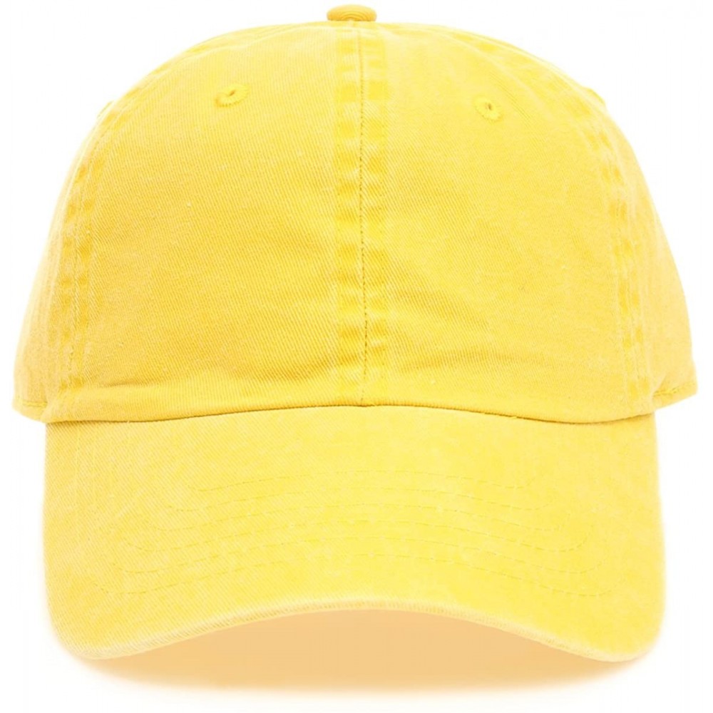 Baseball Caps Low Profile Vintage Washed Pigment Dyed 100% Cotton Adjustable Baseball Cap - Yellow - CB180ZWU7G3 $13.75