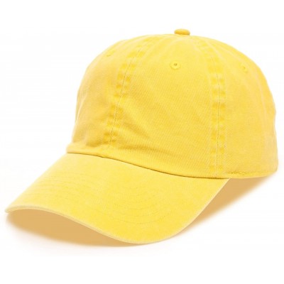 Baseball Caps Low Profile Vintage Washed Pigment Dyed 100% Cotton Adjustable Baseball Cap - Yellow - CB180ZWU7G3 $13.75