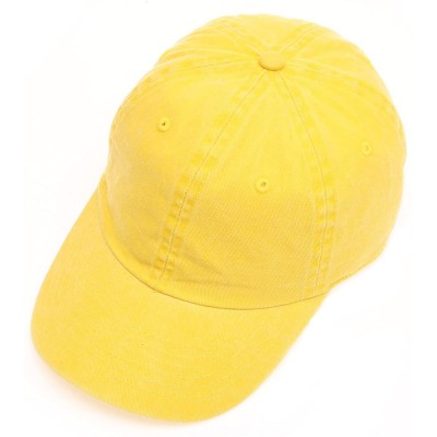 Baseball Caps Low Profile Vintage Washed Pigment Dyed 100% Cotton Adjustable Baseball Cap - Yellow - CB180ZWU7G3 $13.75