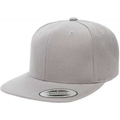 Baseball Caps Yupoong Premium Classic Snapback Hat - Flat Brim- Adjustable Ballcap w/Hat Liner - Silver - CC18GYZMAIK $31.47