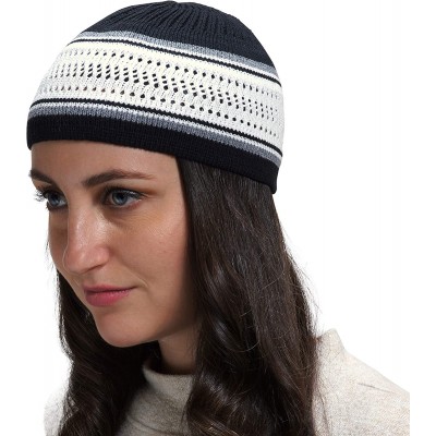 Skullies & Beanies 100% Cotton Skull Cap Chemo Kufi Under Helmet Beanie Hats in Solid Colors and Stripes - CB193722ZY2 $10.04