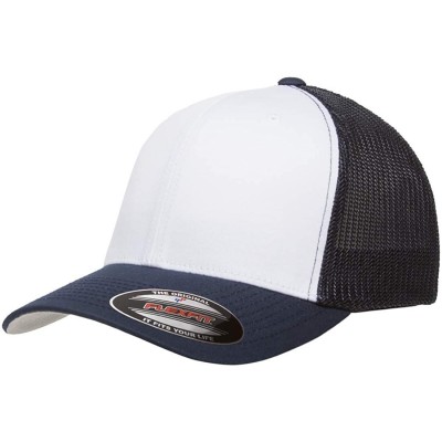 Baseball Caps Flexfit Trucker Hat for Men and Women - Breathable Mesh- Stretch Flex Fit Ballcap w/Hat Liner - Navy/White/Navy...