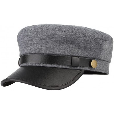 Berets Unisex Classic British Flat Top Fisherman Hat Cotton Breton Fiddler Hat - Grey - CE18HEKOXE6 $7.49