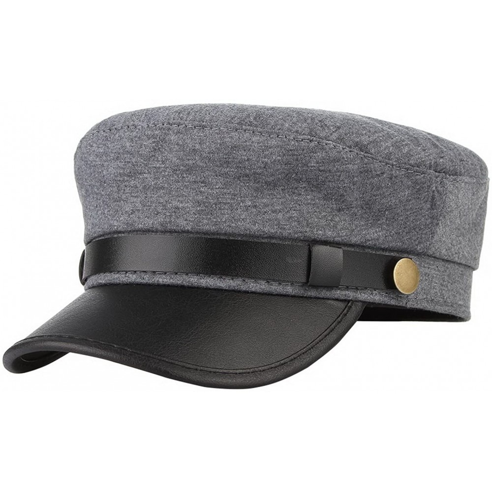 Berets Unisex Classic British Flat Top Fisherman Hat Cotton Breton Fiddler Hat - Grey - CE18HEKOXE6 $7.49