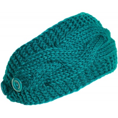 Cold Weather Headbands Plain Adjustable Winter Cable Knit Headband - Teal - CZ186ORXY5X $22.50
