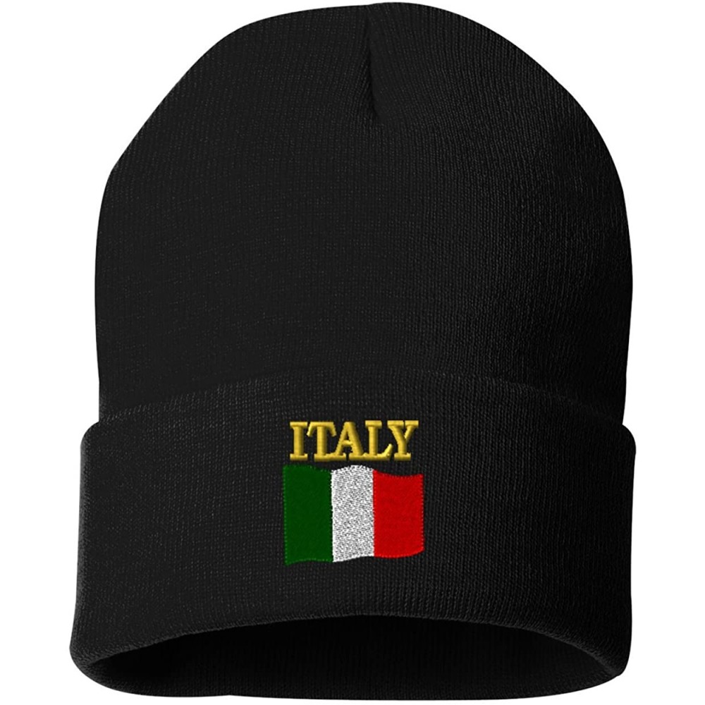 Skullies & Beanies ITALY COUNTRY FLAG Custom Personalized Embroidery Embroidered Beanie - Black - CR186T9UWL9 $19.99