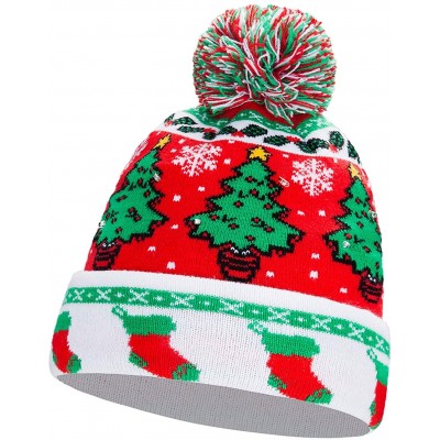 Skullies & Beanies LED Christmas Hat Light Up Beanie Knitted Sweater Holiday Celebrations Cap Xmas Gift - 1 2 Qty-1 - CO1922H...