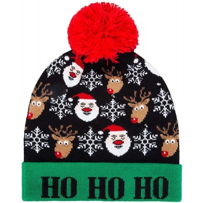 Skullies & Beanies LED Christmas Hat Light Up Beanie Knitted Sweater Holiday Celebrations Cap Xmas Gift - 1 2 Qty-1 - CO1922H...