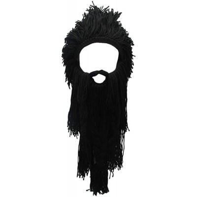 Skullies & Beanies Wig Beard Hats Handmade Knit Warm Winter Caps Ski Funny Mask Beanie for Men Women - Crazy Black - CG18LT9D...