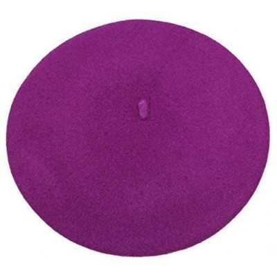 Berets Womens Solid Color Beret 100% Wool French Beanie Cap Hat - Purple - C618O6I3YK3 $9.36