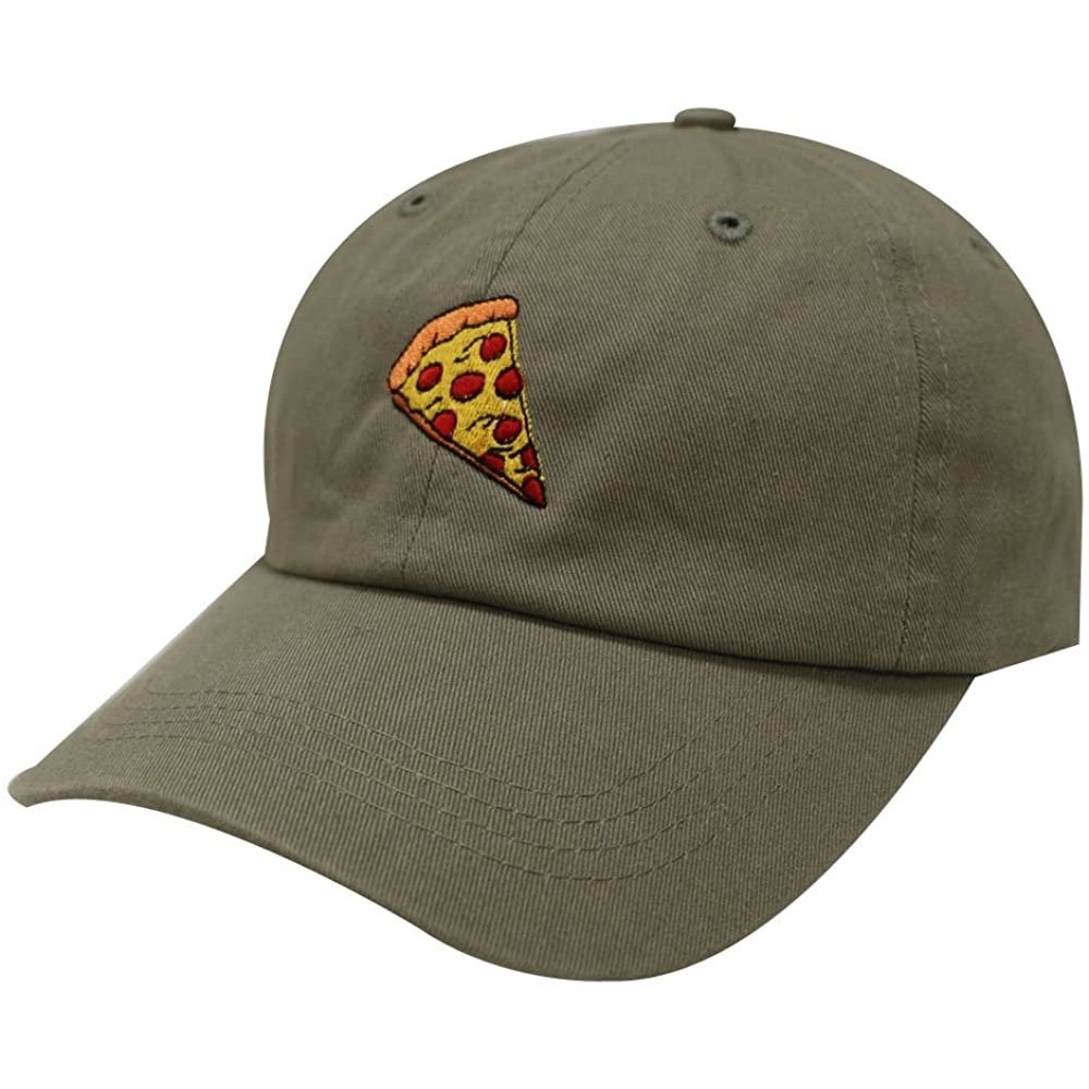 Baseball Caps Pepperoni Pizza Cotton Baseball Dad Caps - Olive - CK12LLUVUET $14.31