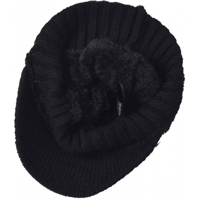 Skullies & Beanies Men's Knit Beanie Visor Skullcap Cadet Newsboy Cap Ski Winter Hat - Stripe-black - C4183K79ZQN $8.26