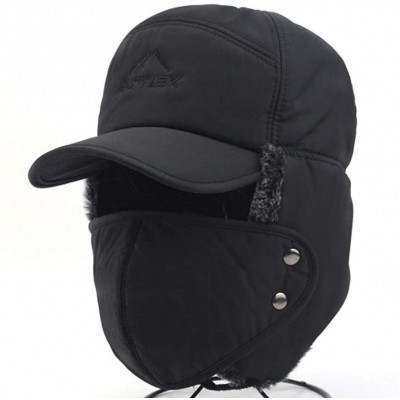 Balaclavas Faux Fur Cap Hat Visor Windproof Ski Balaclava Cover Men Women - Black - CH18A62CE8L $14.09