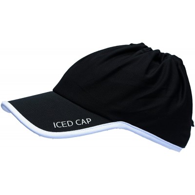 Baseball Caps Cooling Hat For Ice - Black With White Trim - CM12FOSOUQJ $33.02