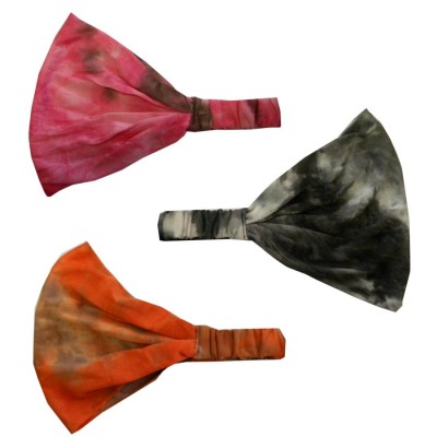 Headbands Set of 3 Cotton Tie Dye Wide & Stretchy Headwrap - Black Orange Pink - Black Orange Pink - CV182AGTR58 $17.09