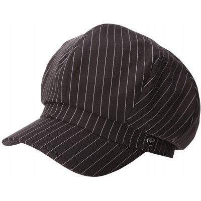 Newsboy Caps Womens Newsboy Cabbie Painter Cap - Poofy in Back 56-58CM - 89333_black Stripe - CK17YH2H0HA $12.93