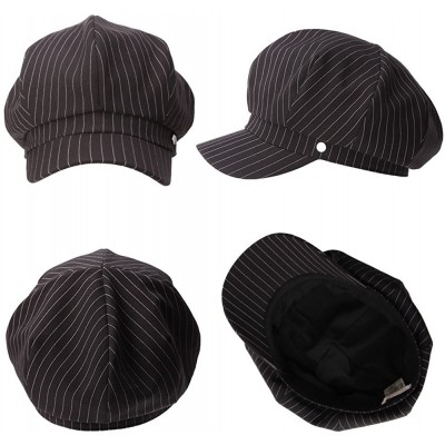 Newsboy Caps Womens Newsboy Cabbie Painter Cap - Poofy in Back 56-58CM - 89333_black Stripe - CK17YH2H0HA $12.93