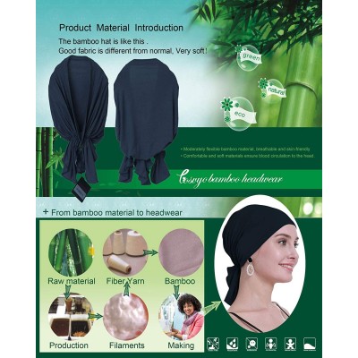 Skullies & Beanies Bamboo Chemo Headscarf for Women Hair Loss - Cancer Slip On Headwear Turbans Sealed Packaging - Bamboo Bla...