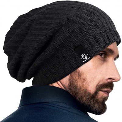 Skullies & Beanies Mens Slouchy Beanie Hat Summer Oversized Knit Cap for Women Winter Skull Cap B309 - Black - C918XK5AWXA $1...