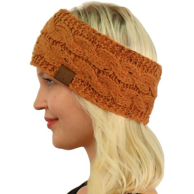 Cold Weather Headbands Winter CC Confetti Warm Fuzzy Fleece Lined Thick Knit Headband Headwrap Hat Cap - Rust - CQ187GCK7ZY $...