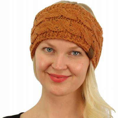 Cold Weather Headbands Winter CC Confetti Warm Fuzzy Fleece Lined Thick Knit Headband Headwrap Hat Cap - Rust - CQ187GCK7ZY $...