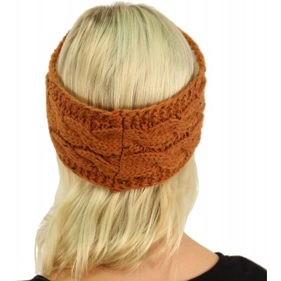 Cold Weather Headbands Winter CC Confetti Warm Fuzzy Fleece Lined Thick Knit Headband Headwrap Hat Cap - Rust - CQ187GCK7ZY $...