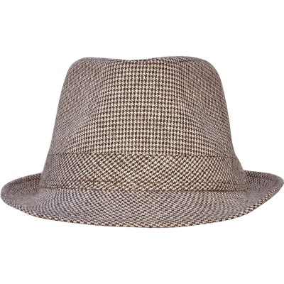 Fedoras Mens/Womens Vintage Structured Stain-Resistant Wool Blend Fedora Hat - Brown/Beige - CN180D0X4GY $12.75