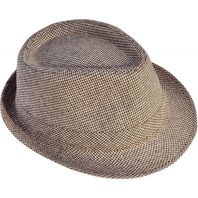 Fedoras Mens/Womens Vintage Structured Stain-Resistant Wool Blend Fedora Hat - Brown/Beige - CN180D0X4GY $12.75