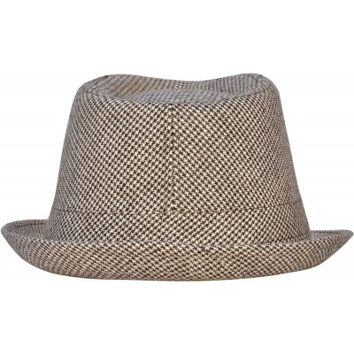 Fedoras Mens/Womens Vintage Structured Stain-Resistant Wool Blend Fedora Hat - Brown/Beige - CN180D0X4GY $12.75