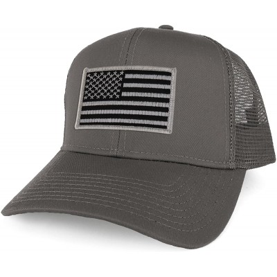 Baseball Caps XXL Oversize Black Grey USA Flag Patch Mesh Back Trucker Baseball Cap - Charcoal - C718DW2407L $17.86