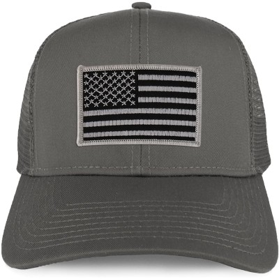 Baseball Caps XXL Oversize Black Grey USA Flag Patch Mesh Back Trucker Baseball Cap - Charcoal - C718DW2407L $17.86