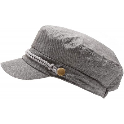 Newsboy Caps Women's Summer Linen Greek Fisherman's Sailor Newsboy Hats with Comfort Elastic Back - Charcoal - C718OXYANH6 $1...