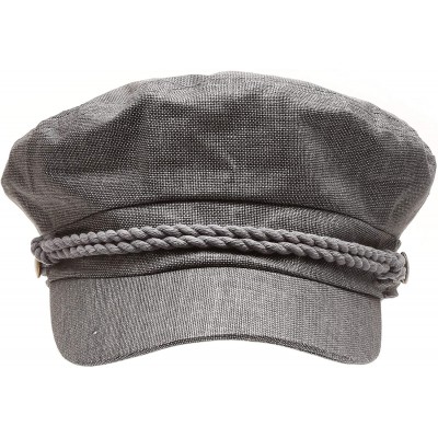 Newsboy Caps Women's Summer Linen Greek Fisherman's Sailor Newsboy Hats with Comfort Elastic Back - Charcoal - C718OXYANH6 $1...