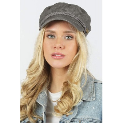 Newsboy Caps Women's Summer Linen Greek Fisherman's Sailor Newsboy Hats with Comfort Elastic Back - Charcoal - C718OXYANH6 $1...