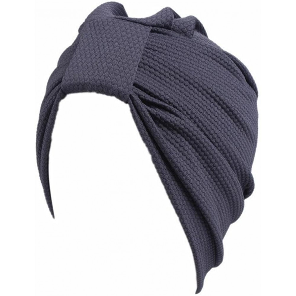 Baseball Caps Women Solid Pre Tied Yoga Cancer Chemo Hat Beanie Turban Stretch Head Wrap Cap - Gray - C5185A5R9ZU $7.54