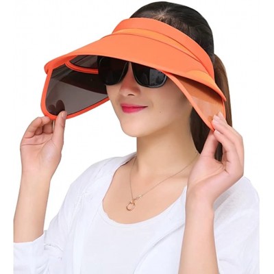 Sun Hats Womens Sun Hats with Retractable Visor Wide Brim Plastic Sun Visor UV Protection Summer Beach Fishing Hat Cap - CO18...