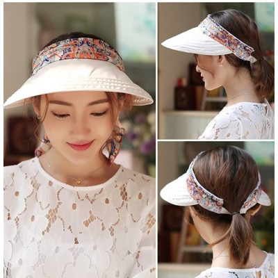 Sun Hats Roll Up Wide Brim Sun Visor UPF 50+ UV Protection Sun Hat with Neck Protector - Beige - CA12IBB4LLF $14.61