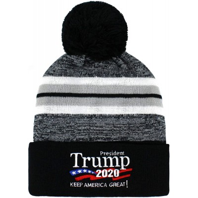 Skullies & Beanies Trump 2020 Keep America Great Rally Campaign Embroidered US Hat Winter Pom Beanie - Ckp05 Black - C918LSOY...