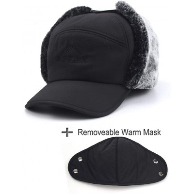Balaclavas Faux Fur Cap Hat Visor Windproof Ski Balaclava Cover Men Women - Black - CH18A62CE8L $29.75