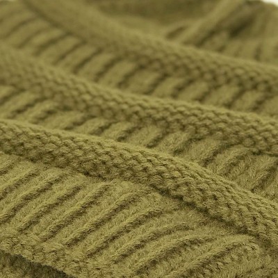 Skullies & Beanies Messy Bun BeanieTail Warm Soft Ponytail Stretchy Cable Knit Skully Beanie Hat - Olive - CU18Y9GMWA4 $13.52