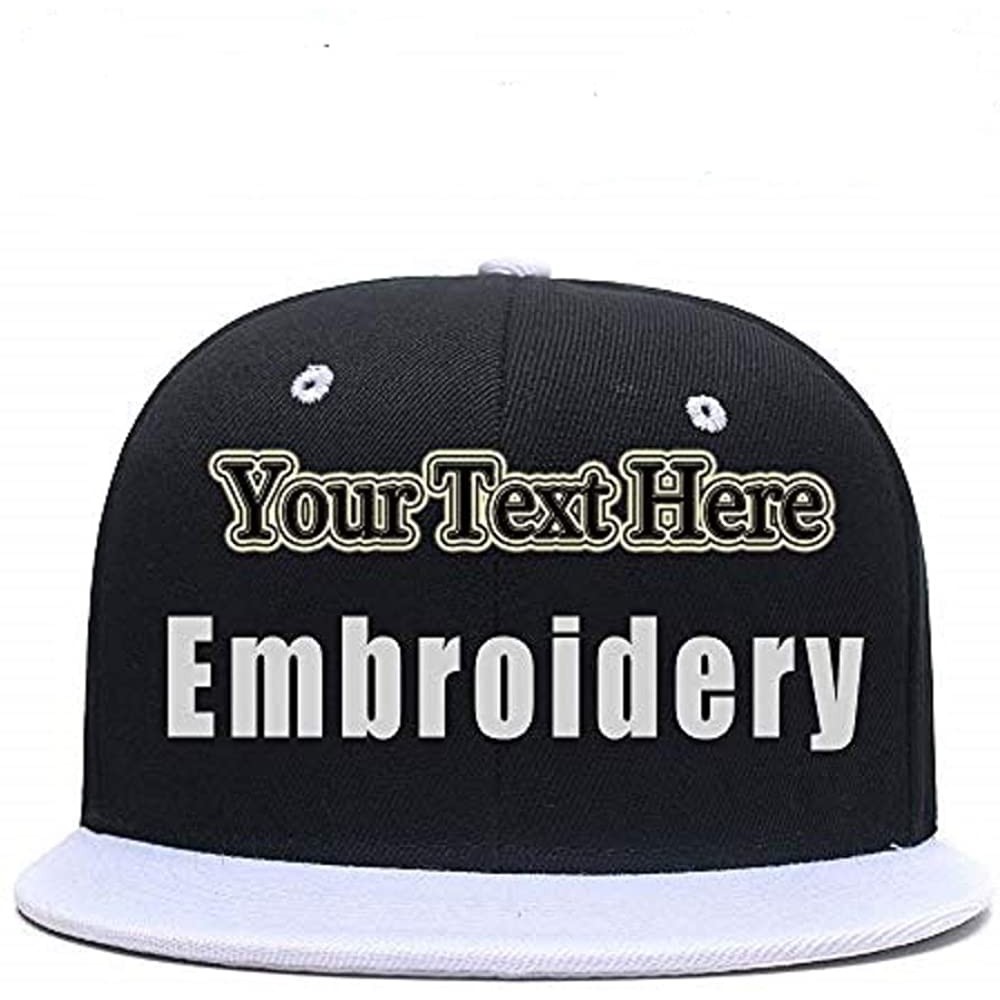 Baseball Caps Custom Embroidered Hat-Personalized Hat-Trucker Cap-Adjustable Dad Cap Add Text(Black) - Black White - CX18H22A...