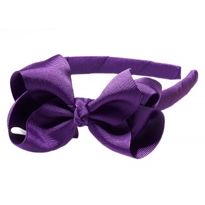 Headbands Girls"Lila" Grosgrain Bow Headband O/S Purple - Purple - CY11WGF3LA9 $8.95