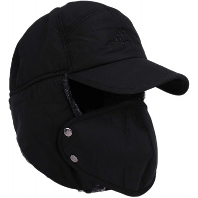 Balaclavas Faux Fur Cap Hat Visor Windproof Ski Balaclava Cover Men Women - Black - CH18A62CE8L $29.75