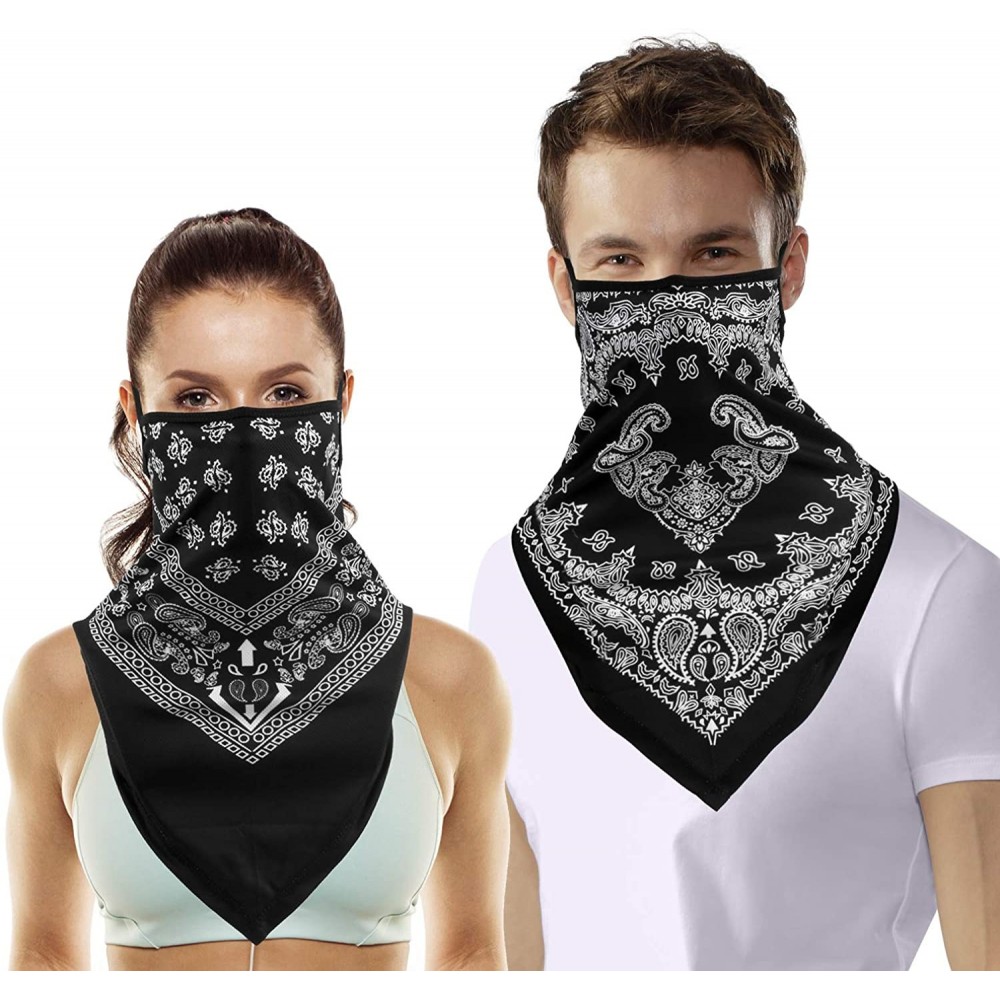 Balaclavas 2 Pack Bandana Triangle Face Scarf Ear Loops Neck Gaiter Cover- Motorcycle Face Bandana for Women Men - CT1996WKS8...