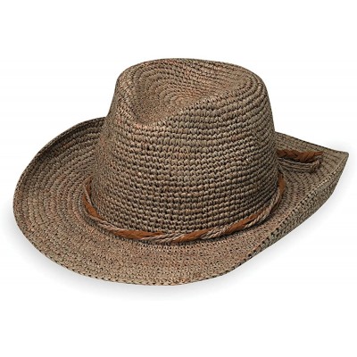 Sun Hats Women's Hailey Cowboy Hat - Raffia- Modern Cowboy- Designed in Australia - Mushroom - CZ189A4947Z $45.32