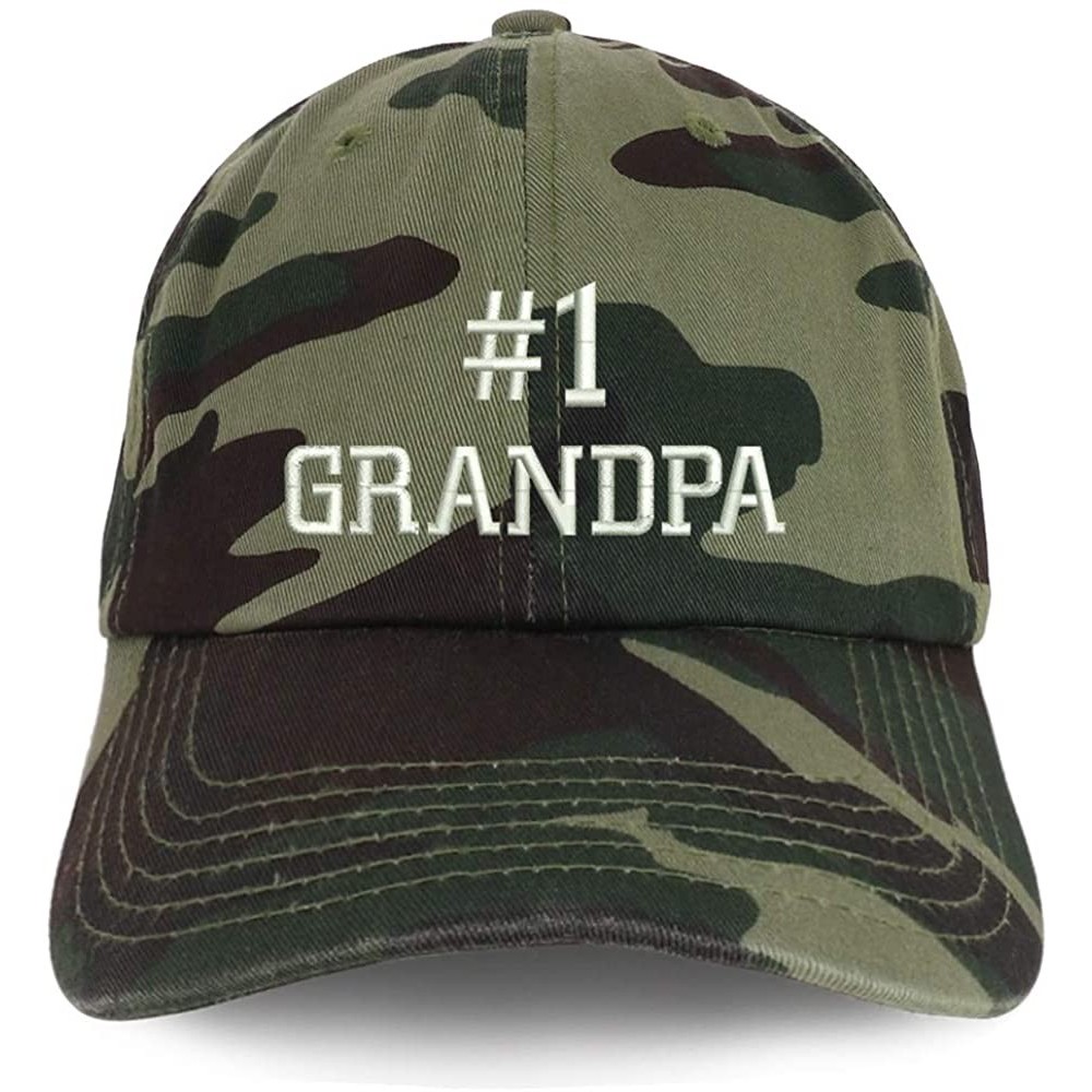 Baseball Caps Number 1 Grandpa Embroidered Soft Crown 100% Brushed Cotton Cap - Camo - C118STDMXIA $16.12
