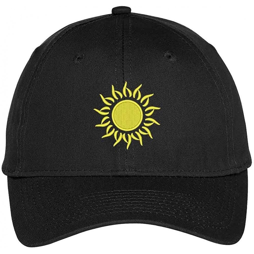 Baseball Caps Sunburst Embroidered High Profile Structured Baseball Cap - Black - CU12H0GMG4V $17.07