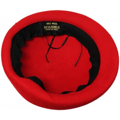 Berets Womens 100% Wool Veil Flower Pillbox Hat Winter Hat Crimping Beanie Hat - Red - CA18776DMDT $19.57