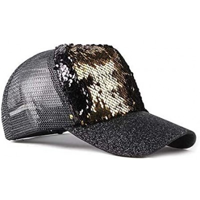 Baseball Caps Reversible Sequin-Hat Baseball for Women Mesh Trucker Hat - Sequined Gold - C218SXTT5EK $7.86